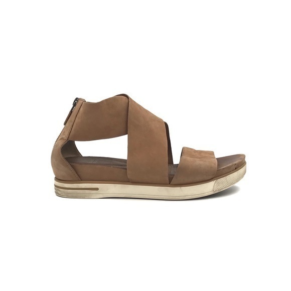 Eileen Fisher Soft Tan Leather Criss Cross Platform Sport Sandals Size 9 - Picture 1 of 8